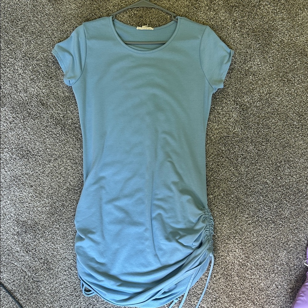 Elegant Blue Ruched Dress